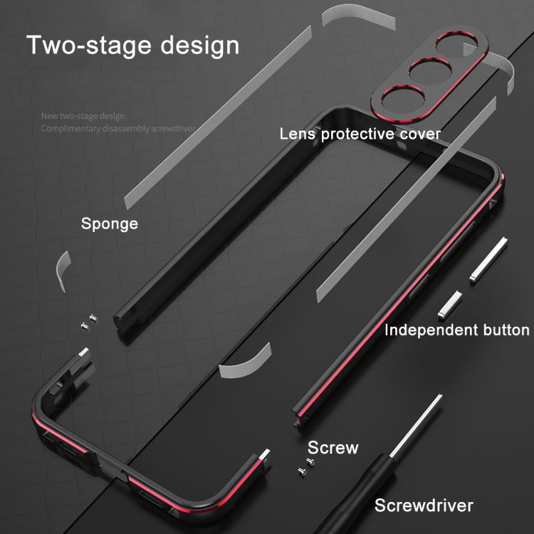 For Samsung Galaxy S23 FE 5G Aurora Series Lens Protector + Metal Frame Phone Case(Black Silver) - Galaxy S23 FE 5G Cases by PMC TechLife | Online Shopping South Africa | PMC TechLife