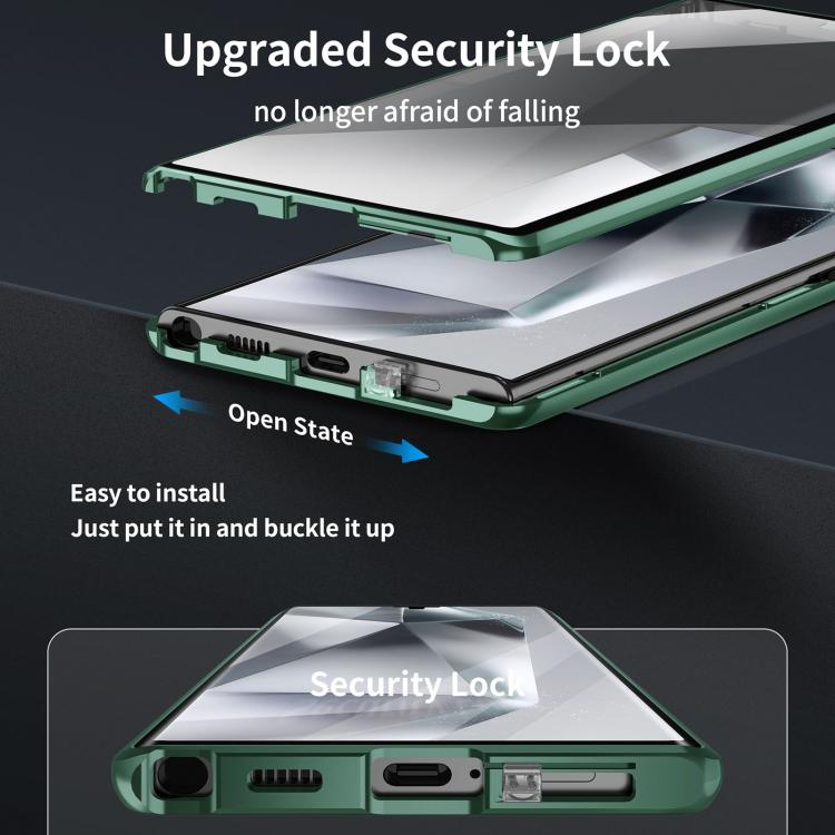 For Samsung Galaxy S25 Ultra 5G MagSafe Magnetic HD Frosted Tempered Glass Holder Phone Case(Green) - Galaxy S25 Ultra 5G Cases by PMC TechLife | Online Shopping South Africa | PMC TechLife | Buy Now Pay Later Mobicred