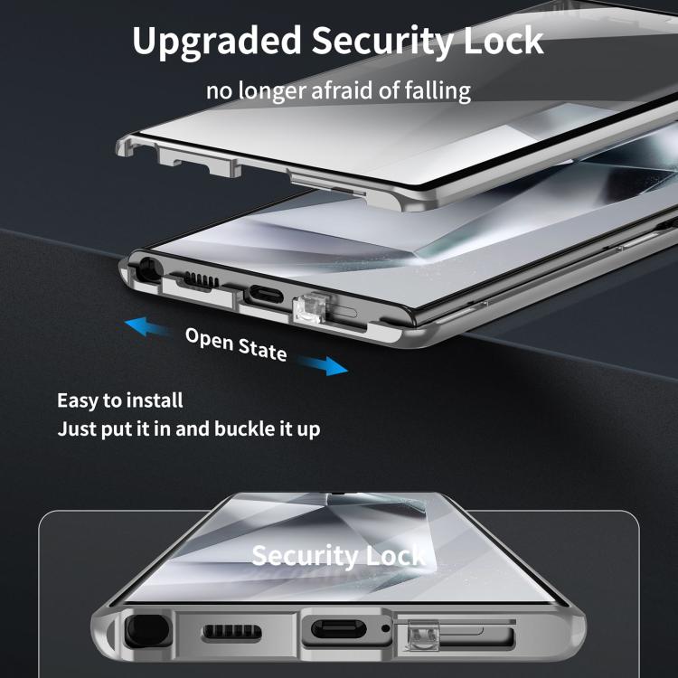 For Samsung Galaxy S25 Ultra 5G MagSafe Magnetic HD Frosted Tempered Glass Holder Phone Case(Silver) - Galaxy S25 Ultra 5G Cases by PMC TechLife | Online Shopping South Africa | PMC TechLife | Buy Now Pay Later Mobicred