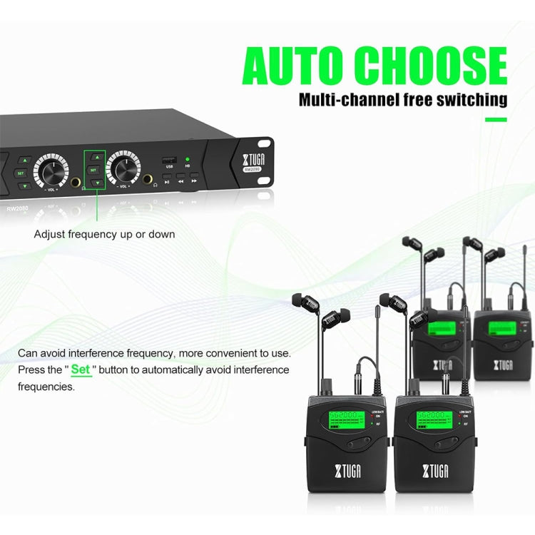 XTUGA RW2090 Professional Stage Wireless 2 Channel In Ear Monitoring System 2 in 1(US Plug) - Microphone by XTUGA | Online Shopping South Africa | PMC TechLife | Buy Now Pay Later Mobicred