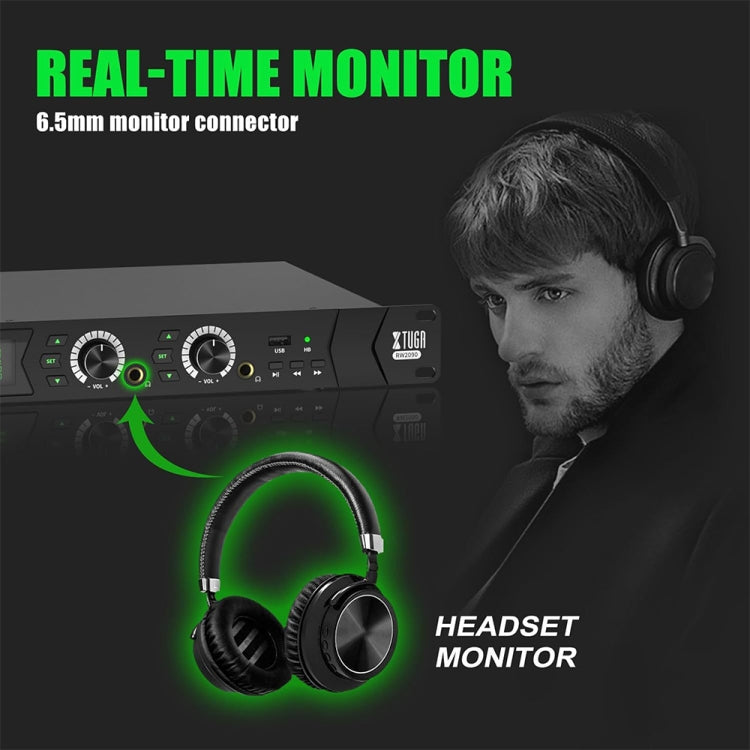 XTUGA RW2090 Professional Stage Wireless 2 Channel In Ear Monitoring System 2 in 1(EU Plug) - Microphone by XTUGA | Online Shopping South Africa | PMC TechLife | Buy Now Pay Later Mobicred