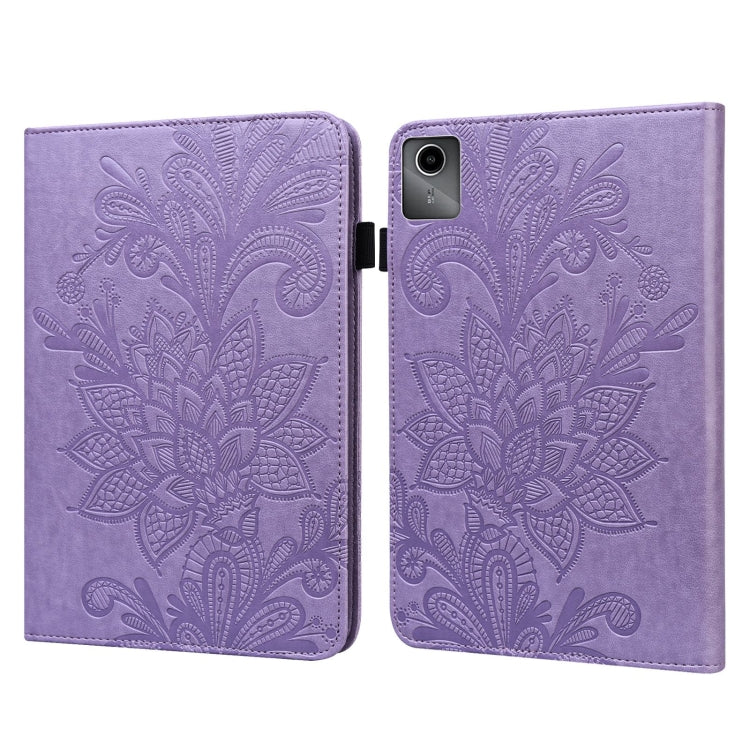 For Lenovo Tab M11 / Xiaoxin Pad 11 2024 Lace Flower Embossing Pattern Leather Tablet Case(Purple) - Lenovo by PMC Jewellery | Online Shopping South Africa | PMC Jewellery | Buy Now Pay Later Mobicred