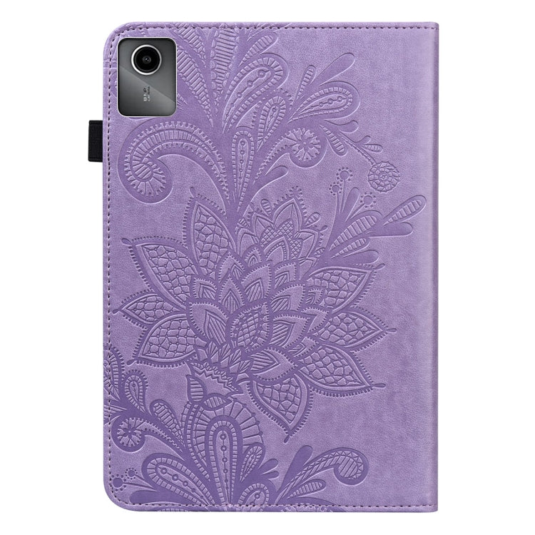 For Lenovo Tab M11 / Xiaoxin Pad 11 2024 Lace Flower Embossing Pattern Leather Tablet Case(Purple) - Lenovo by PMC Jewellery | Online Shopping South Africa | PMC Jewellery | Buy Now Pay Later Mobicred