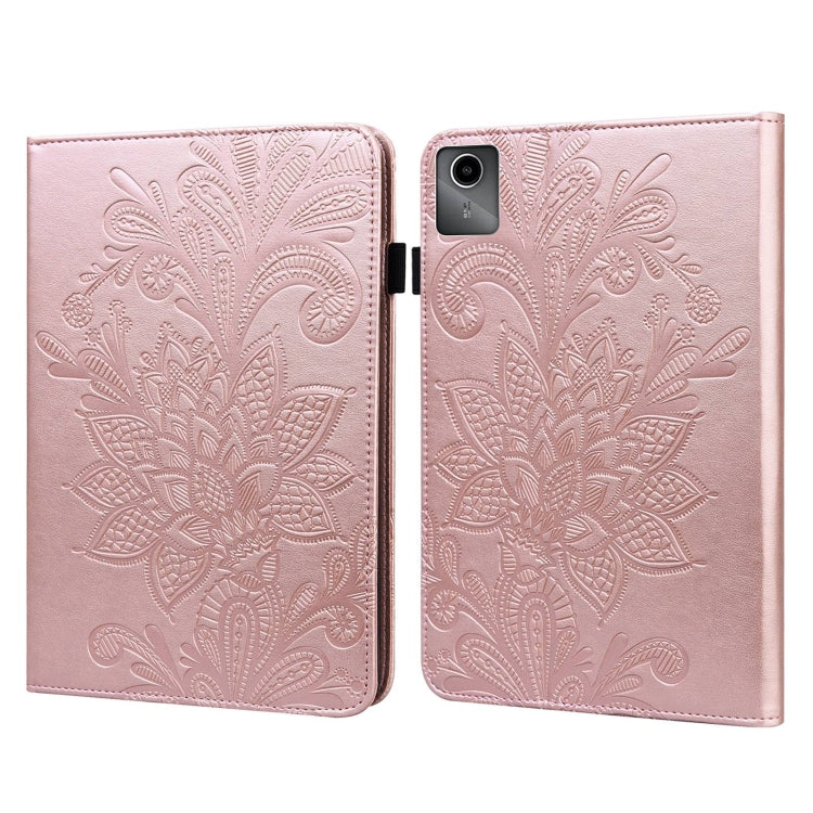 For Lenovo Tab M11 / Xiaoxin Pad 11 2024 Lace Flower Embossing Pattern Leather Tablet Case(Gold) - Lenovo by PMC Jewellery | Online Shopping South Africa | PMC Jewellery | Buy Now Pay Later Mobicred