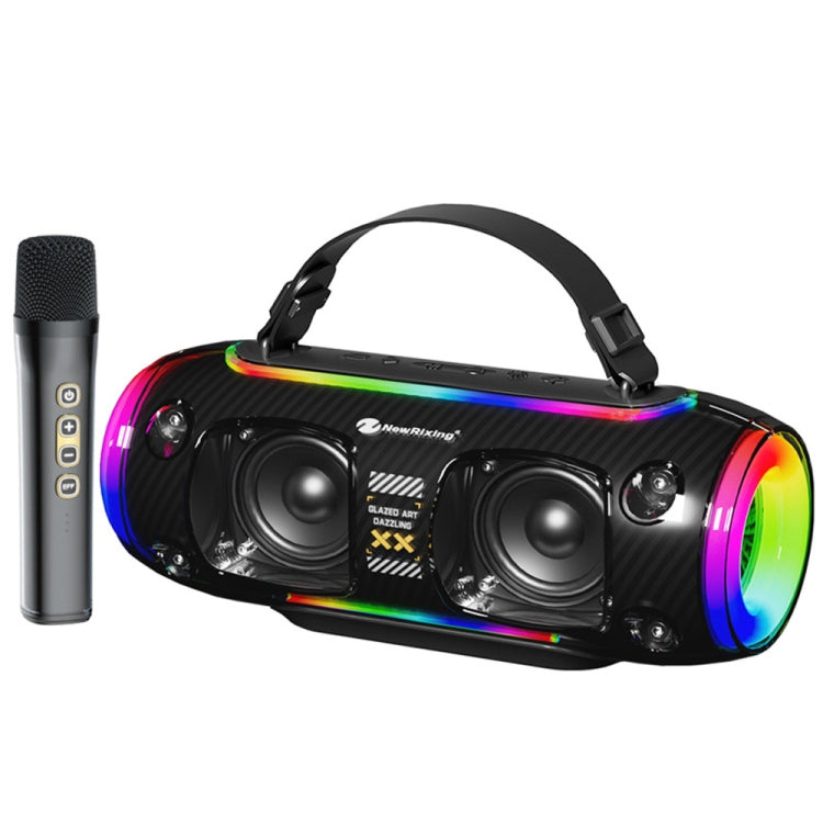 New Rixing NR8806 Portable Outdoor Wireless Bluetooth Speaker RGB Colorful Subwoofer, Style:Single Mic(Black) - free shipping - PMC Jewellery - Order now!