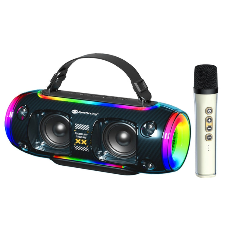 New Rixing NR8806 Portable Outdoor Wireless Bluetooth Speaker RGB Colorful Subwoofer, Style:Single Mic(Blue) - free shipping - PMC Jewellery - Order now!