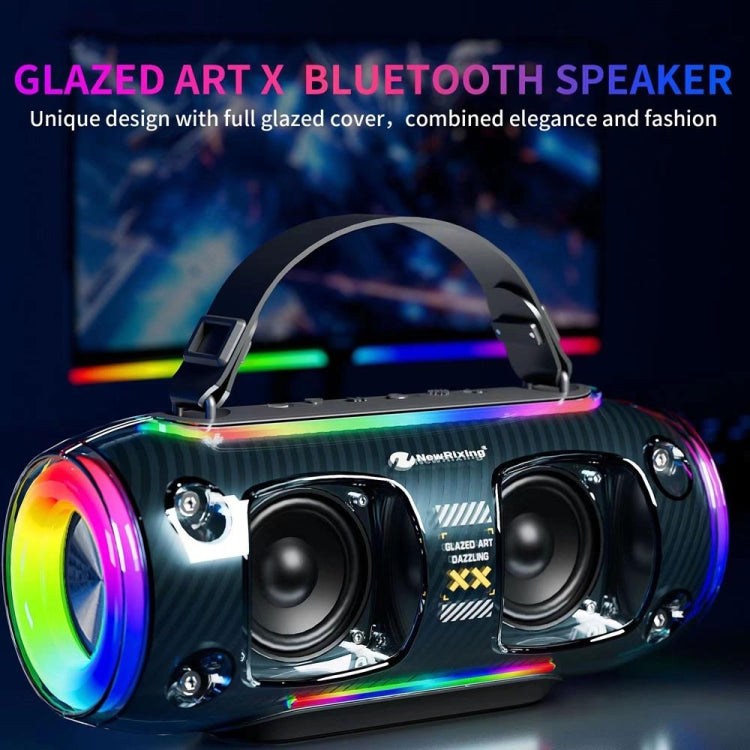 New Rixing NR8806 Portable Outdoor Wireless Bluetooth Speaker RGB Colorful Subwoofer, Style:Dual Mic(Black) - free shipping - PMC Jewellery - Order now!