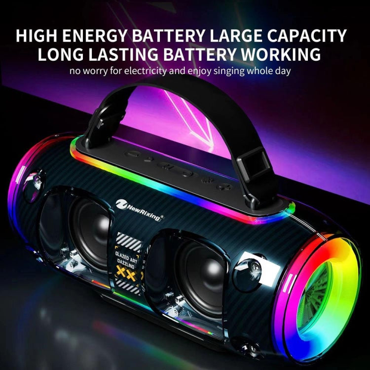 New Rixing NR8806 Portable Outdoor Wireless Bluetooth Speaker RGB Colorful Subwoofer, Style:Dual Mic(Black) - free shipping - PMC Jewellery - Order now!