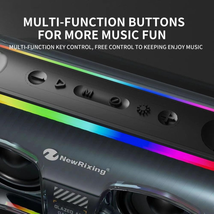 New Rixing NR8806 Portable Outdoor Wireless Bluetooth Speaker RGB Colorful Subwoofer, Style:Dual Mic(Black) - free shipping - PMC Jewellery - Order now!