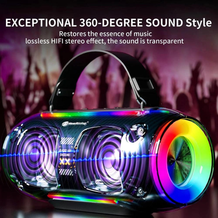 New Rixing NR8806 Portable Outdoor Wireless Bluetooth Speaker RGB Colorful Subwoofer, Style:Dual Mic(Black) - free shipping - PMC Jewellery - Order now!