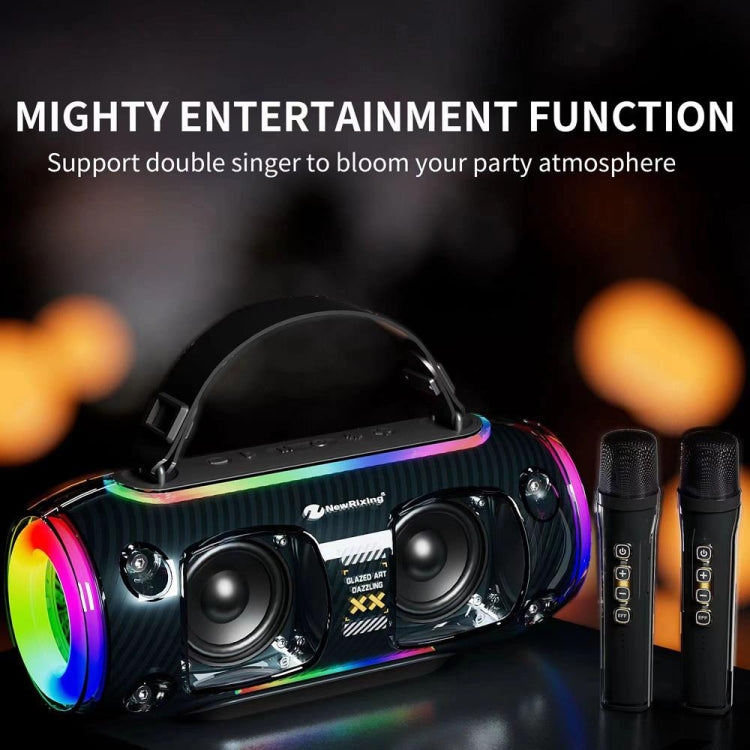 New Rixing NR8806 Portable Outdoor Wireless Bluetooth Speaker RGB Colorful Subwoofer, Style:Single Mic(Blue) - free shipping - PMC Jewellery - Order now!