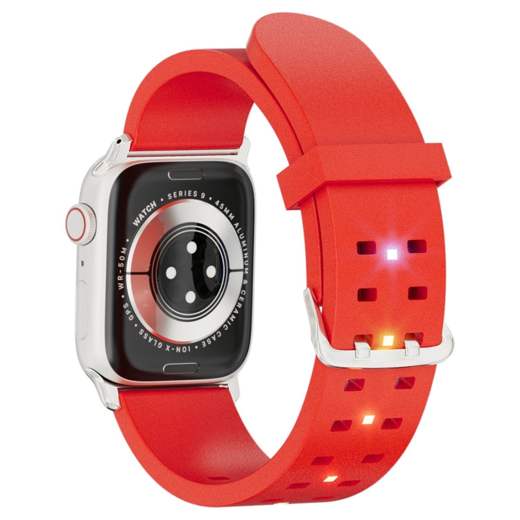 For Apple Watch SE 2023 44mm Luminous Colorful Light Silicone Watch Band(Red) - Watch Bands by PMC TechLife | Online Shopping South Africa | PMC TechLife