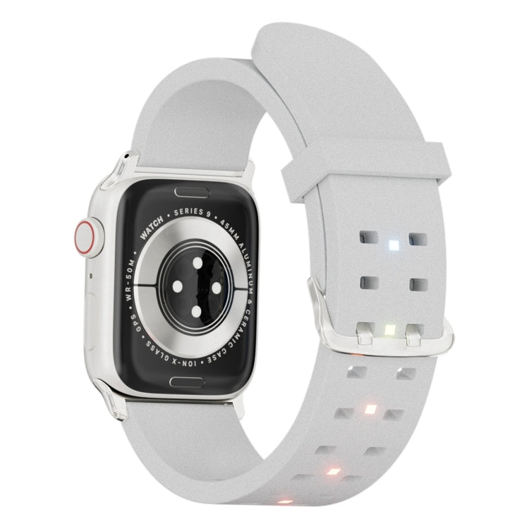 For Apple Watch Series 9 41mm Luminous Colorful Light Silicone Watch Band(Light Grey) - Watch Bands by PMC TechLife | Online Shopping South Africa | PMC TechLife