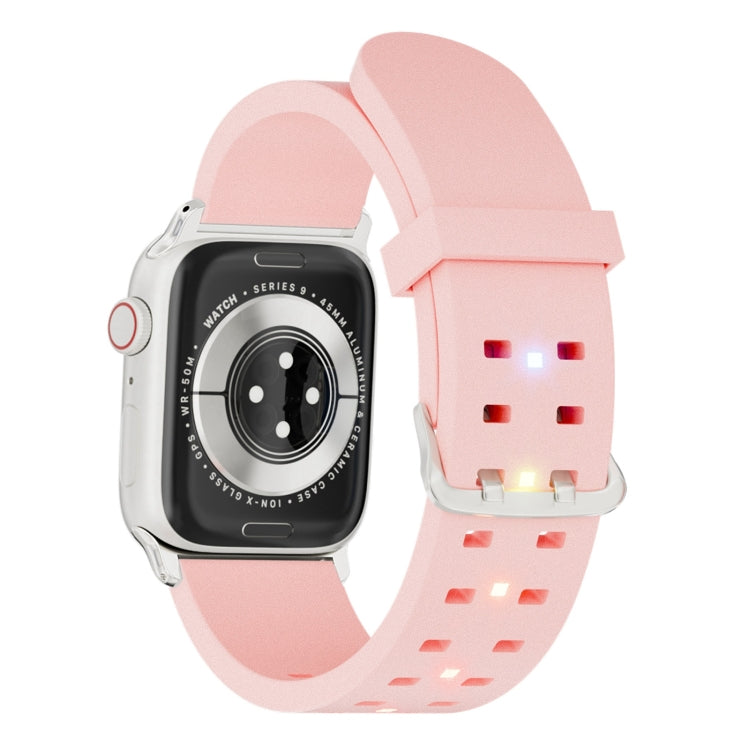 For Apple Watch Series 7 45mm Luminous Colorful Light Silicone Watch Band(Pink) - Watch Bands by PMC TechLife | Online Shopping South Africa | PMC TechLife