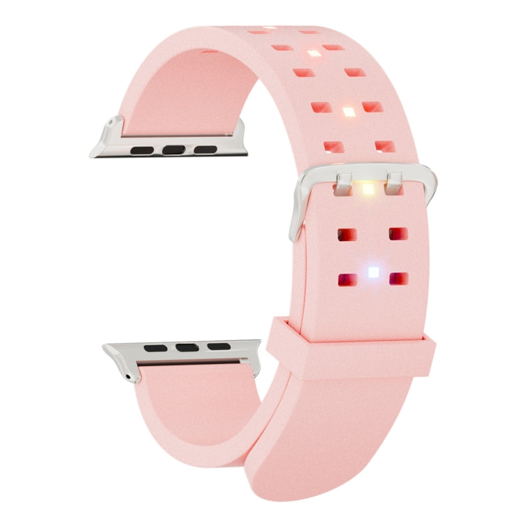 For Apple Watch SE 44mm Luminous Colorful Light Silicone Watch Band(Pink) - Watch Bands by PMC TechLife | Online Shopping South Africa | PMC TechLife