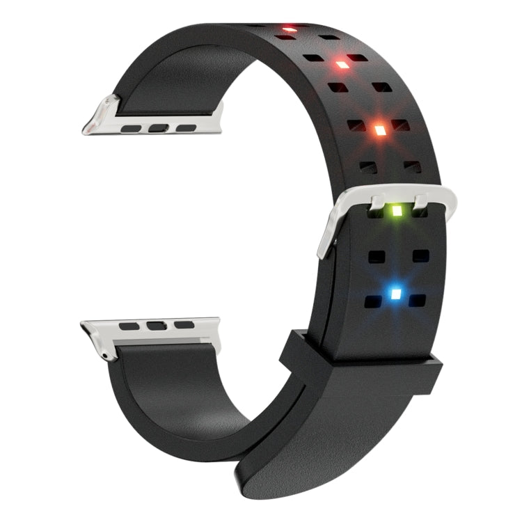For Apple Watch Series 4 40mm Luminous Colorful Light Silicone Watch Band(Black) - Watch Bands by PMC TechLife | Online Shopping South Africa | PMC TechLife