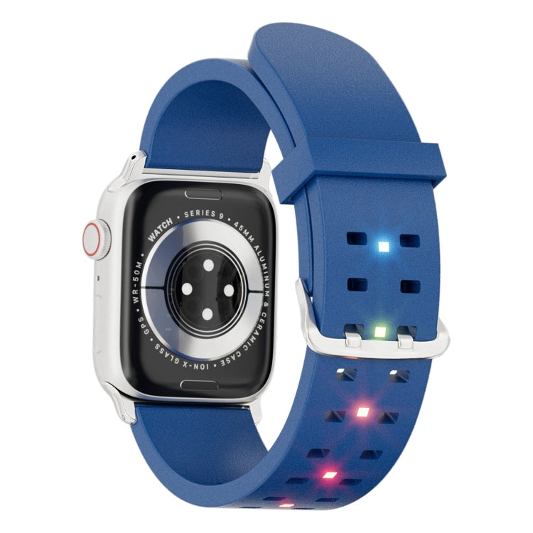 For Apple Watch Series 3 38mm Luminous Colorful Light Silicone Watch Band(Blue) - Watch Bands by PMC TechLife | Online Shopping South Africa | PMC TechLife