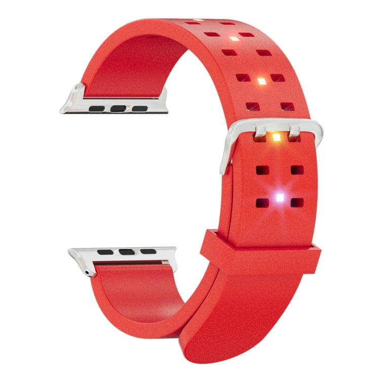 For Apple Watch Series 3 38mm Luminous Colorful Light Silicone Watch Band(Red) - Watch Bands by PMC TechLife | Online Shopping South Africa | PMC TechLife