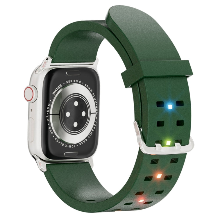 For Apple Watch Series 2 42mm Luminous Colorful Light Silicone Watch Band(Green) - Watch Bands by PMC TechLife | Online Shopping South Africa | PMC TechLife
