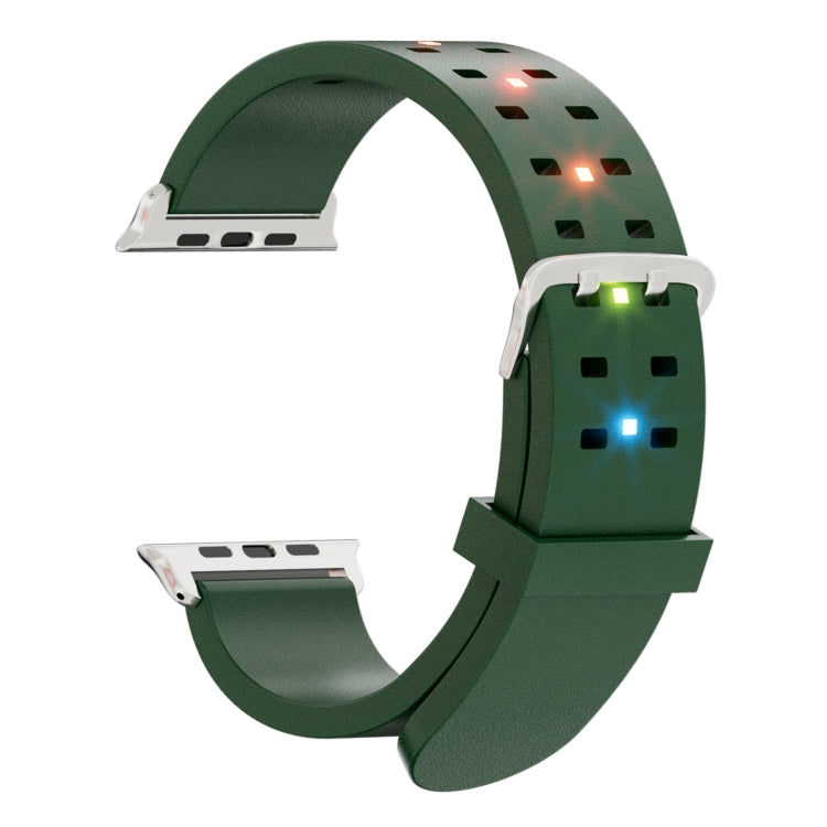 For Apple Watch 42mm Luminous Colorful Light Silicone Watch Band(Green) - Watch Bands by PMC TechLife | Online Shopping South Africa | PMC TechLife