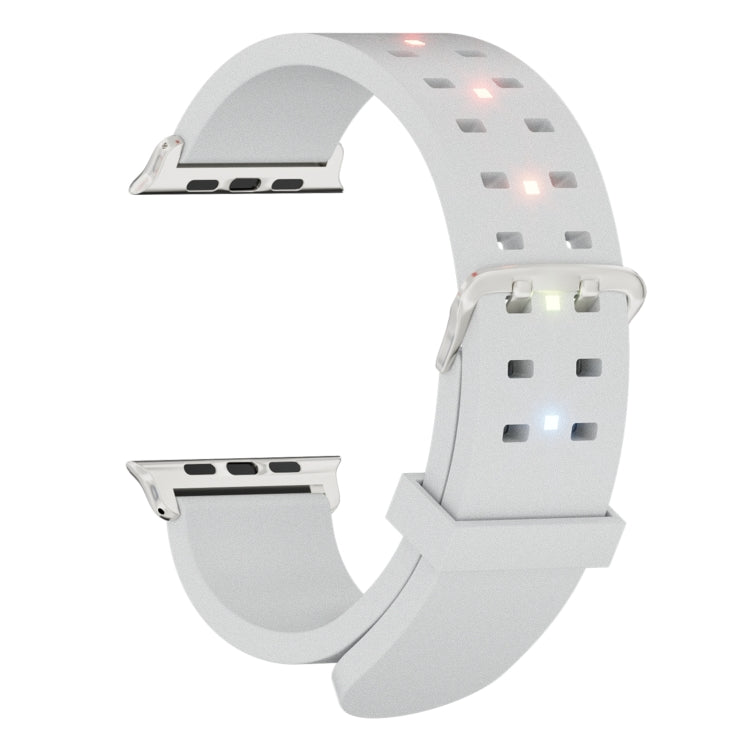 For Apple Watch 42mm Luminous Colorful Light Silicone Watch Band(Light Grey) - Watch Bands by PMC TechLife | Online Shopping South Africa | PMC TechLife