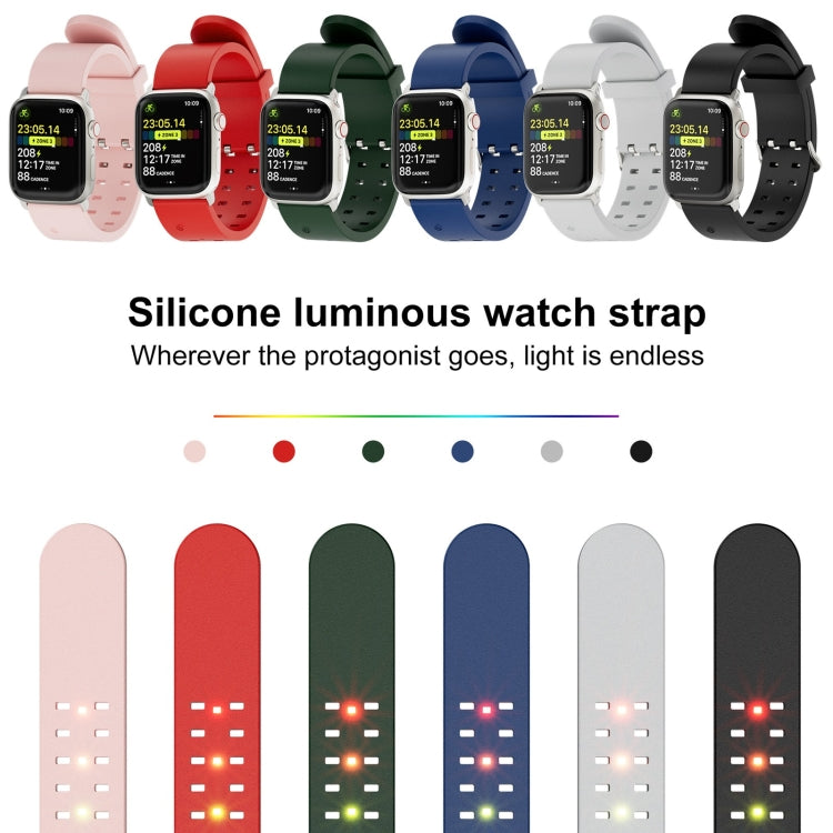For Apple Watch 38mm Luminous Colorful Light Silicone Watch Band(Pink) - Watch Bands by PMC TechLife | Online Shopping South Africa | PMC TechLife