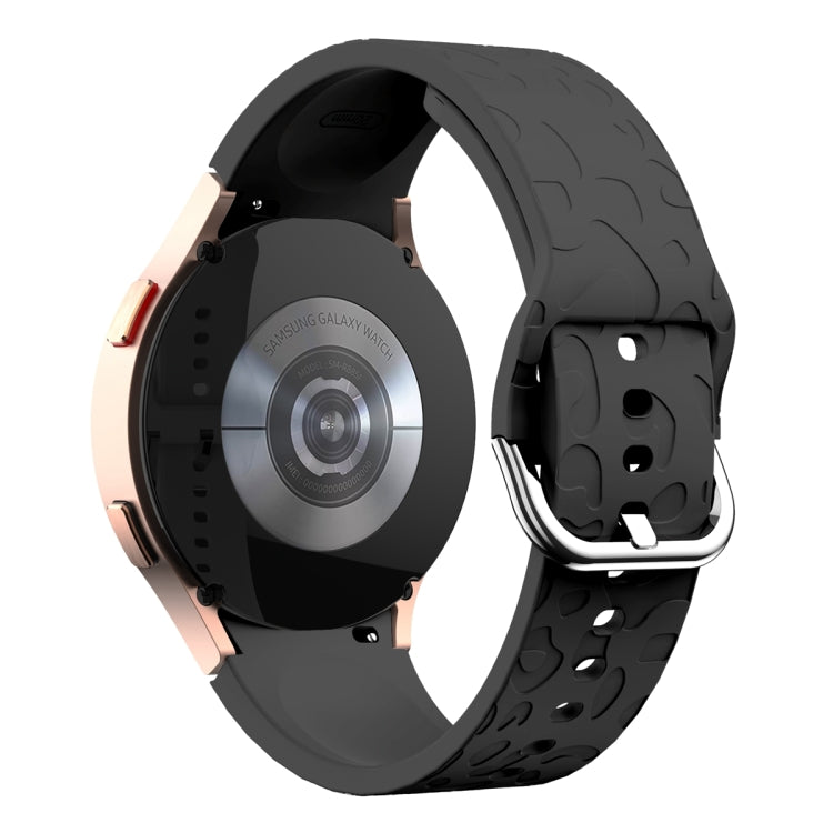 For Samsung Galaxy Watch 6 Leopard Print Embossed Silicone Watch Band(Black) - Watch Bands by PMC TechLife | Online Shopping South Africa | PMC TechLife
