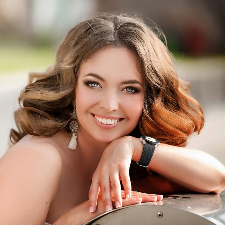 For Samsung Galaxy Watch 6 Leopard Print Embossed Silicone Watch Band(Black) - Watch Bands by PMC TechLife | Online Shopping South Africa | PMC TechLife