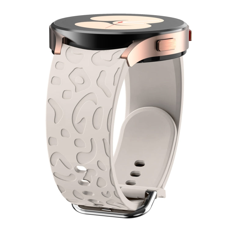 For Samsung Galaxy Watch 6 Leopard Print Embossed Silicone Watch Band(Starlight Color) - Watch Bands by PMC TechLife | Online Shopping South Africa | PMC TechLife
