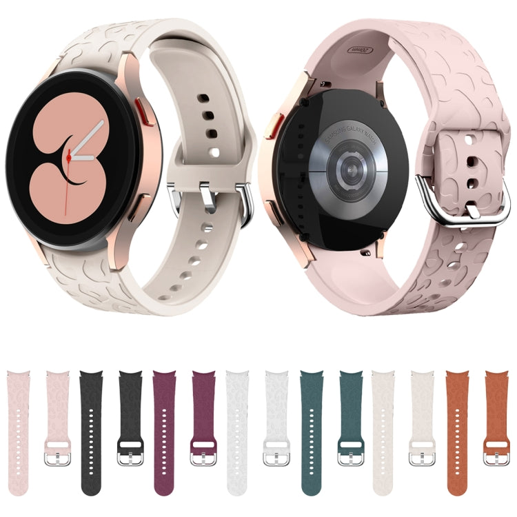 For Samsung Galaxy Watch 6 Leopard Print Embossed Silicone Watch Band(Starlight Color) - Watch Bands by PMC TechLife | Online Shopping South Africa | PMC TechLife