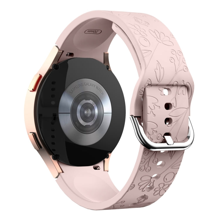 For Samsung Galaxy Watch 6 Butterfly Flower Embossed Silicone Watch Band(Pink) - Watch Bands by PMC TechLife | Online Shopping South Africa | PMC TechLife