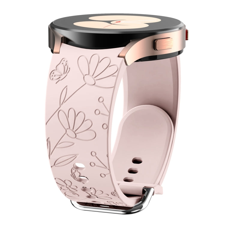 For Samsung Galaxy Watch 6 Butterfly Flower Embossed Silicone Watch Band(Pink) - Watch Bands by PMC TechLife | Online Shopping South Africa | PMC TechLife