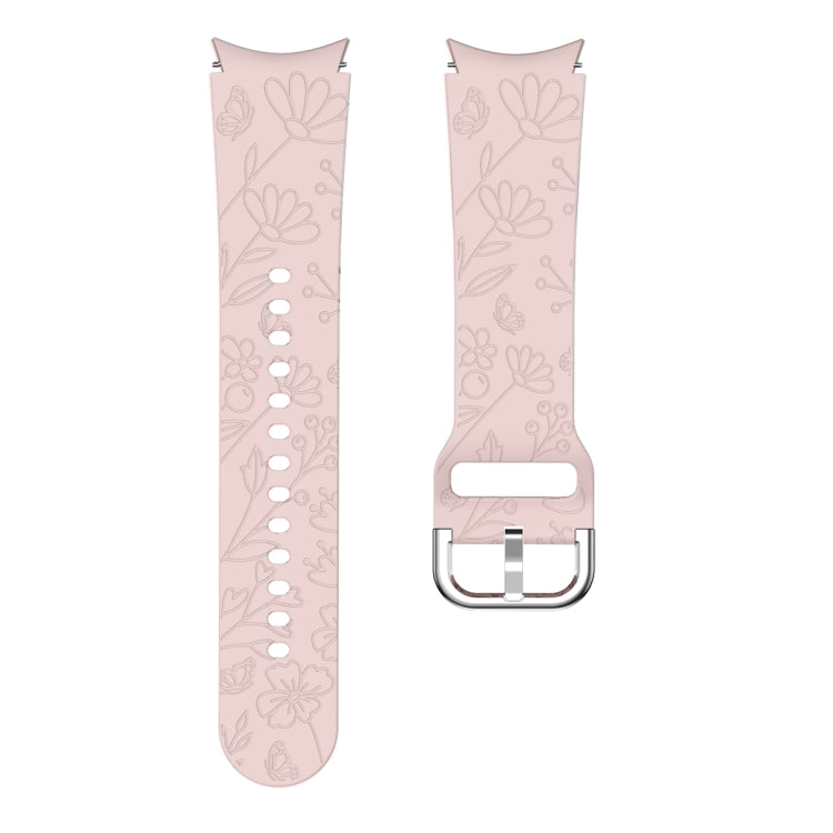 For Samsung Galaxy Watch 6 Butterfly Flower Embossed Silicone Watch Band(Pink) - Watch Bands by PMC TechLife | Online Shopping South Africa | PMC TechLife