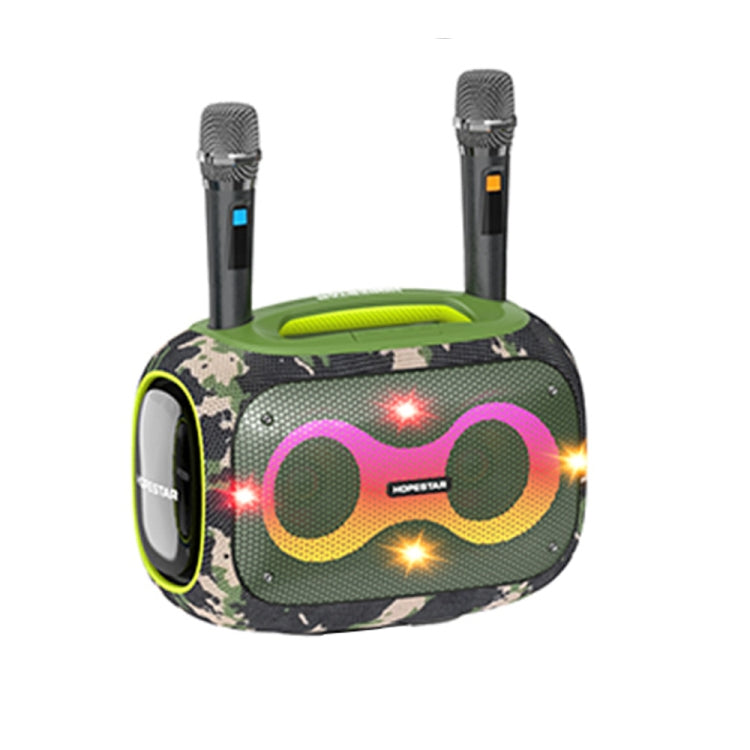 HOPESTAR Party Box 120W Karaoke Bluetooth Speaker with 2 Microphones(Camouflage) - free shipping - PMC Jewellery - Order now!