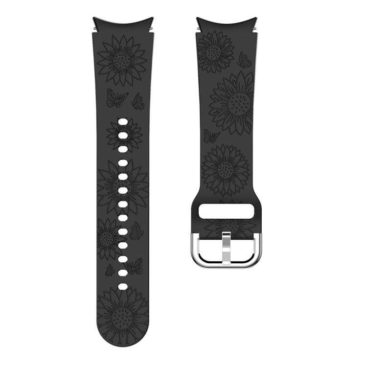 For Samsung Galaxy Watch 6 Sunflower Pattern Embossed Silicone Watch Band(Black) - Watch Bands by PMC TechLife | Online Shopping South Africa | PMC TechLife