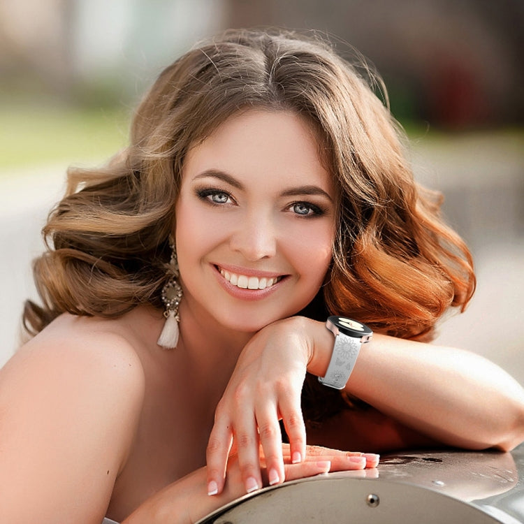 For Samsung Galaxy Watch 6 Sunflower Pattern Embossed Silicone Watch Band(Light Grey) - Watch Bands by PMC TechLife | Online Shopping South Africa | PMC TechLife