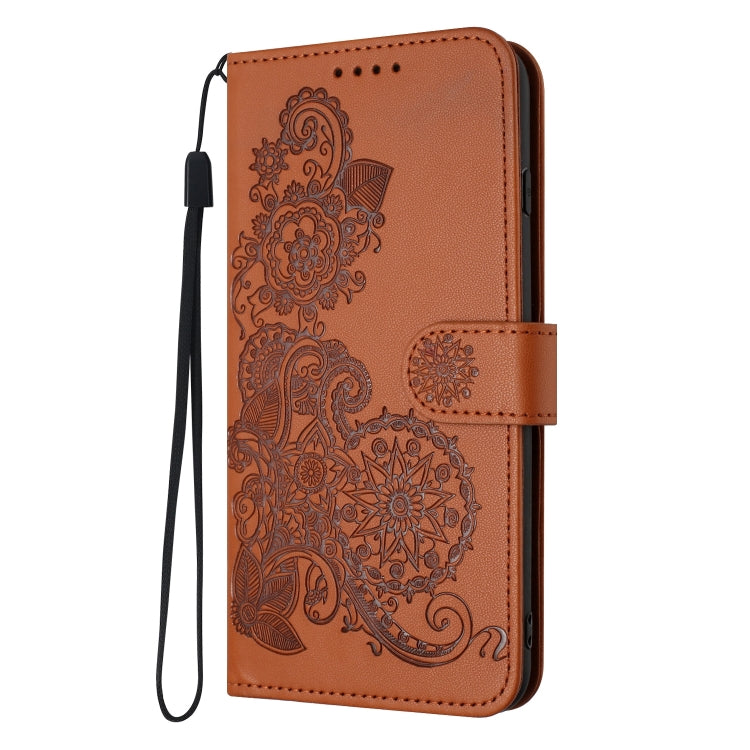 For Tecno Spark Go 2024 Datura Flower Embossed Flip Leather Phone Case(Brown) - Tecno Cases by PMC Jewellery | Online Shopping South Africa | PMC Jewellery | Buy Now Pay Later Mobicred