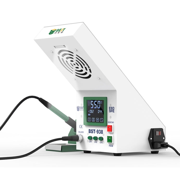 BEST BST-938 LED Electric Iron Smoking Instrument Smoke Purifier Soldering Station with Exhaust Fan, US Plug - free shipping - PMC TechLife - Order now!