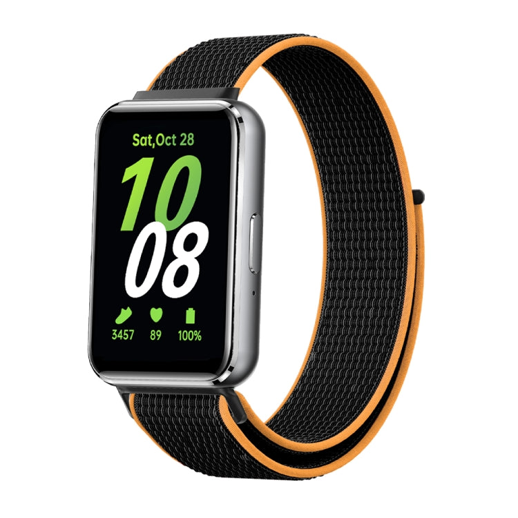 For Samsung Galaxy Fit 3 Woven Nylon Loop Watch Band(Black Orange) - Watch Bands by PMC TechLife | Online Shopping South Africa | PMC TechLife