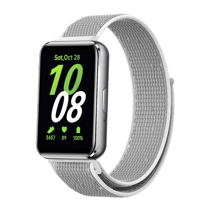 For Samsung Galaxy Fit 3 Woven Nylon Loop Watch Band(Grey White) - Watch Bands by PMC TechLife | Online Shopping South Africa | PMC TechLife