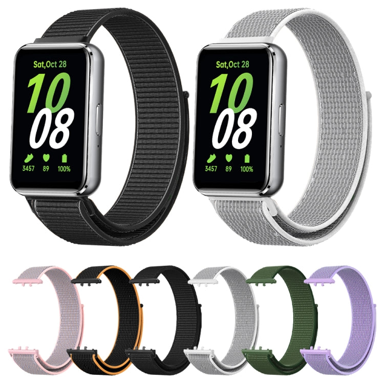 For Samsung Galaxy Fit 3 Woven Nylon Loop Watch Band(Grey White) - Watch Bands by PMC TechLife | Online Shopping South Africa | PMC TechLife