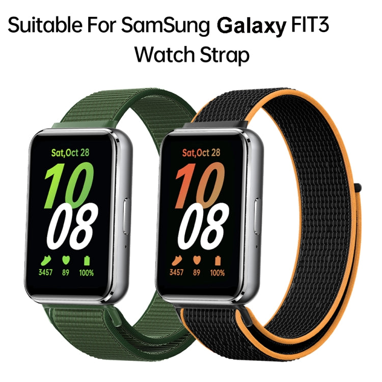 For Samsung Galaxy Fit 3 Woven Nylon Loop Watch Band(Black Orange) - Watch Bands by PMC TechLife | Online Shopping South Africa | PMC TechLife