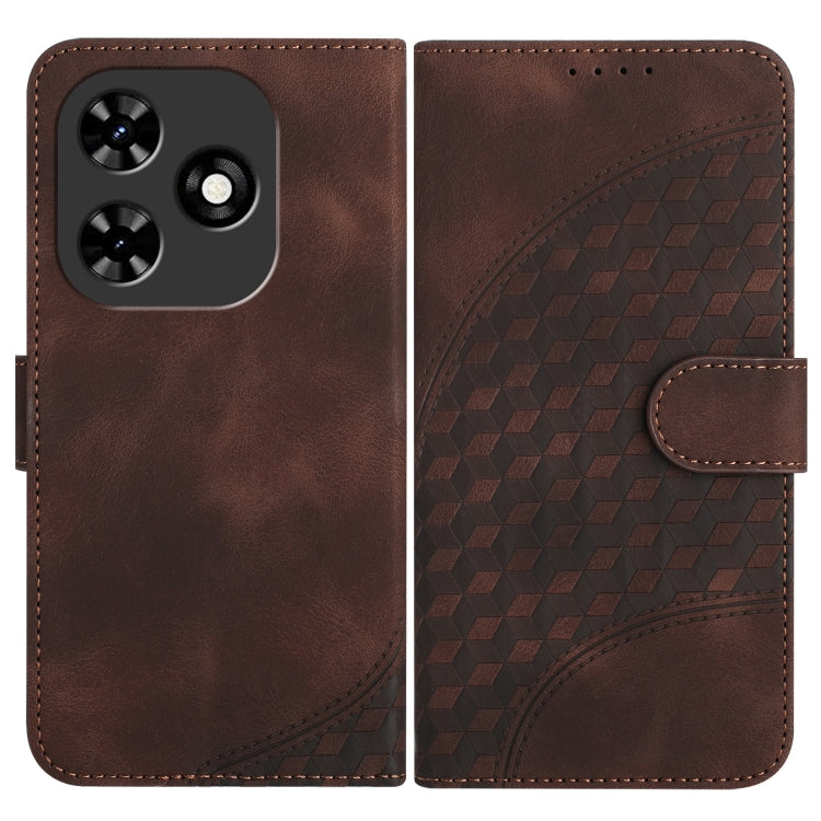 For Tecno Spark Go 2024 YX0060 Elephant Head Embossed Phone Leather Case with Lanyard(Coffee) - Tecno Cases by PMC Jewellery | Online Shopping South Africa | PMC Jewellery | Buy Now Pay Later Mobicred
