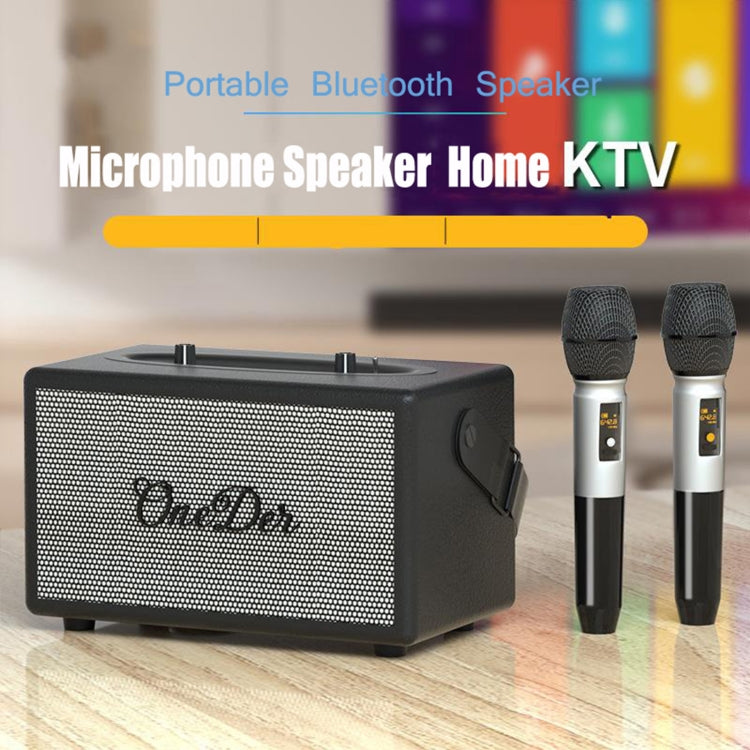 Oneder D7 Bluetooth Speaker Outdoor Karaoke Wireless Speakers With Two Mic(Brown) - free shipping - PMC Jewellery - Order now!