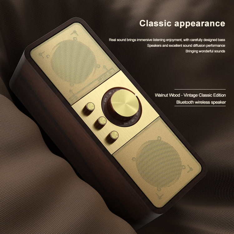 OneDer JY82 Wooden Retro Styling Wireless Speaker HIFI Classic FM Radio Support TF / U-Disk / AUX(Walnut Wood) - free shipping - PMC Jewellery - Order now!