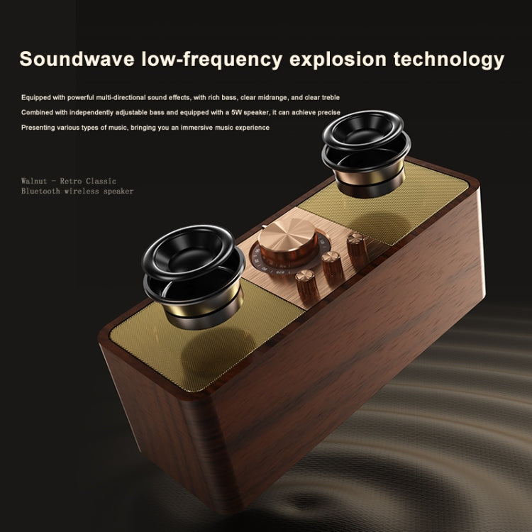 OneDer JY82 Wooden Retro Styling Wireless Speaker HIFI Classic FM Radio Support TF / U-Disk / AUX(Walnut Wood) - free shipping - PMC Jewellery - Order now!