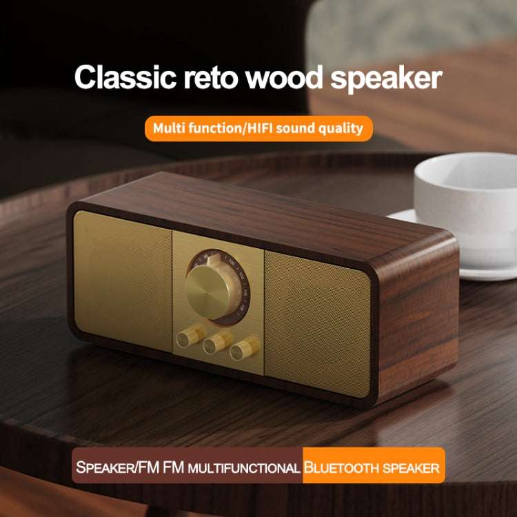OneDer JY82 Wooden Retro Styling Wireless Speaker HIFI Classic FM Radio Support TF / U-Disk / AUX(Walnut Wood) - free shipping - PMC Jewellery - Order now!