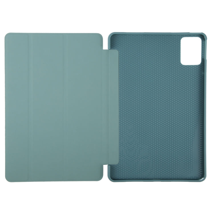For Lenovo Tab M11/ Xiaoxin Pad 11 2024 Tri-fold Silicone Leather Tablet Case(Dark Green) - Lenovo by PMC Jewellery | Online Shopping South Africa | PMC Jewellery | Buy Now Pay Later Mobicred