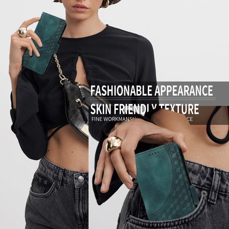 For iPhone 16 Pro Max Embossed Rhombus Starry Leather Phone Case(Green) - iPhone 16 Pro Max Cases by PMC TechLife | Online Shopping South Africa | PMC TechLife | Buy Now Pay Later Mobicred