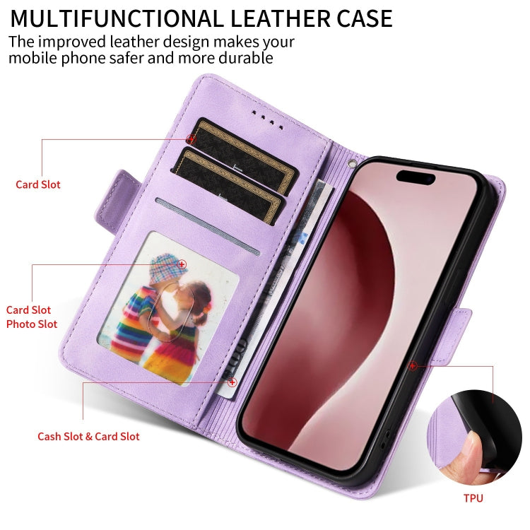 For iPhone 16 Embossed Rhombus Starry Leather Phone Case(Purple) - free shipping - PMC TechLife - Order now!